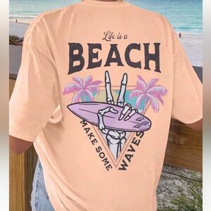 Beach Graphic Light Peach colored T-Shirt